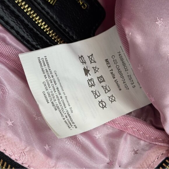 🆕 CHIARA FERRAGNI 🧿 NWOT Eye Star Patch Belt Bag, Black PU Leather White Strap - Picture 12 of 15